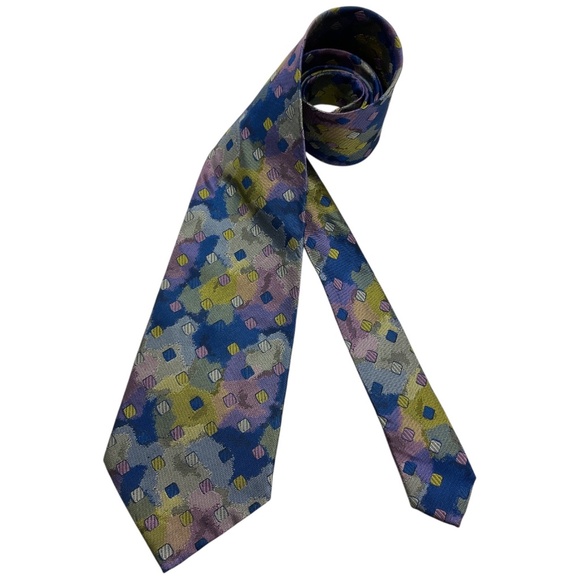 MISSONI Blue/Purple/Green Geometric Art Silk LUXURY Tie ITALY - Picture 1 of 4